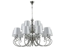 NEWPORT 1200 1210+5/C nickel , Люстра, Nickel White shade Clear crystal D89*H57/80 cm E14 15*40W